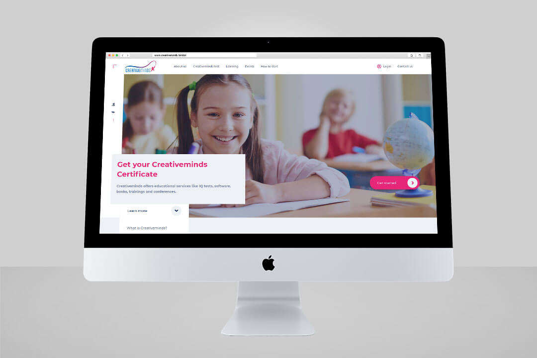 Project CreativeMinds for our client "Global Education", Website Design and React programming